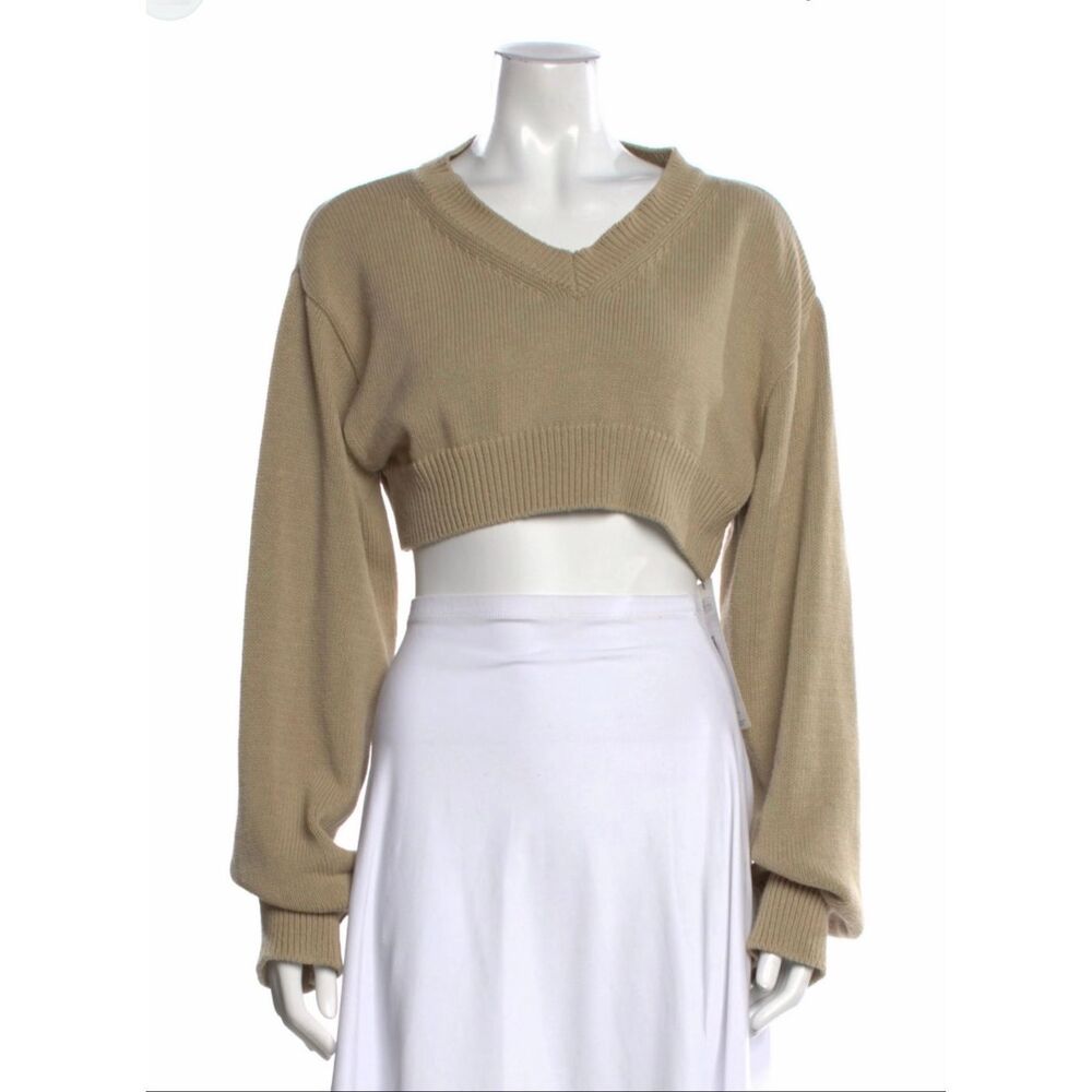 The Frankie Shop Knit Crop Sweater | Tan in Small